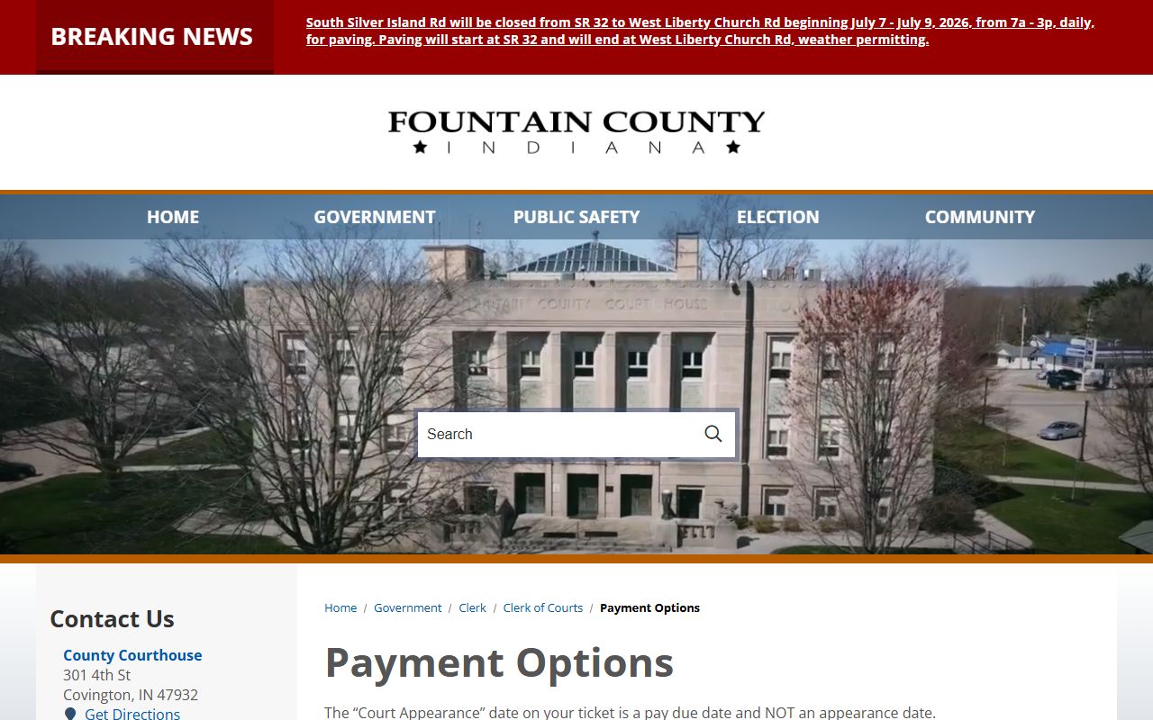Fountain County Clerk of Courts payment options