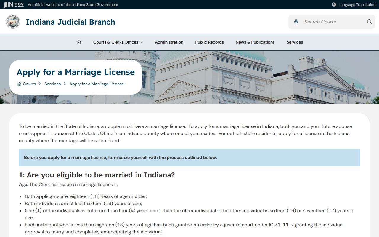 Fountain County Clerk of Courts marriage license guide