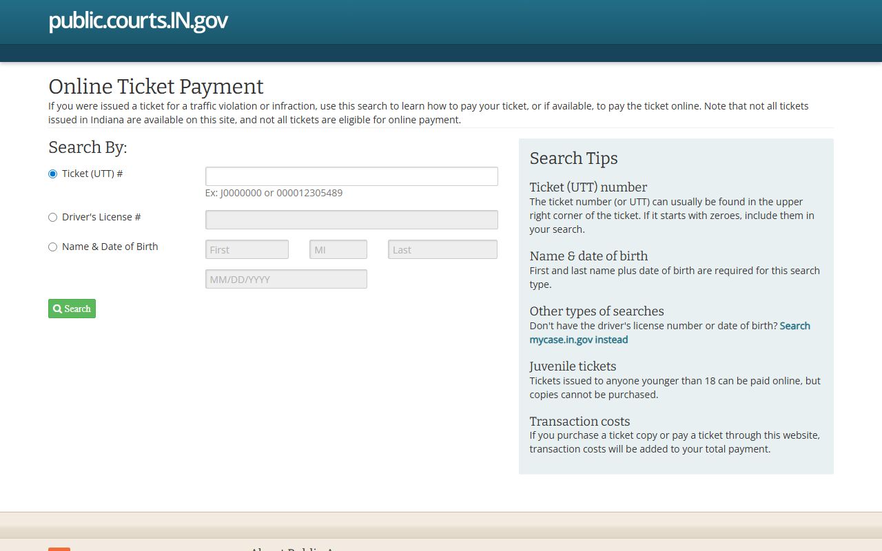 Fountain County Clerk of Courts ePayment portal