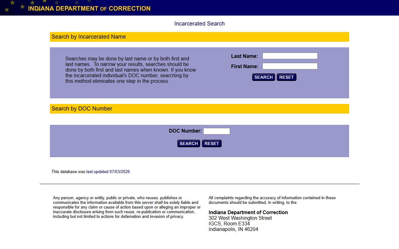 Fountain County arrest records compared with Indiana DOC offender locator records