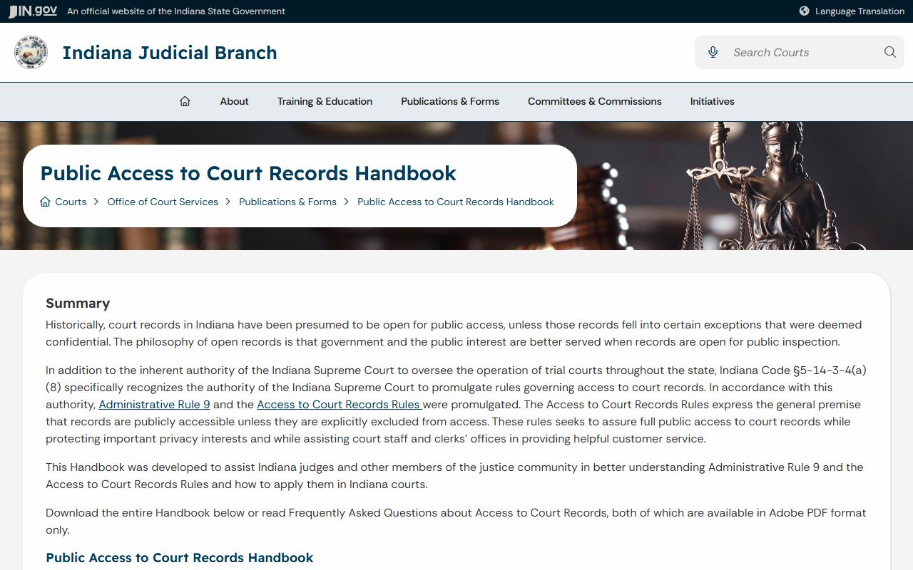 Fountain County court records public access handbook