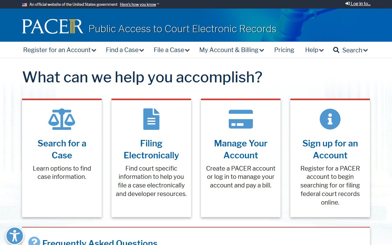 Fountain County criminal court records federal PACER access