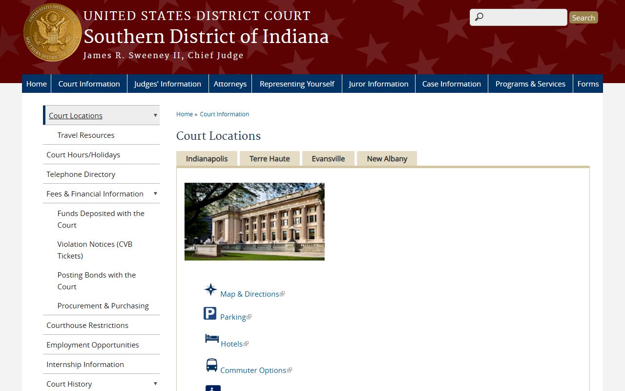 Fountain County Circuit Court records Southern District of Indiana locations