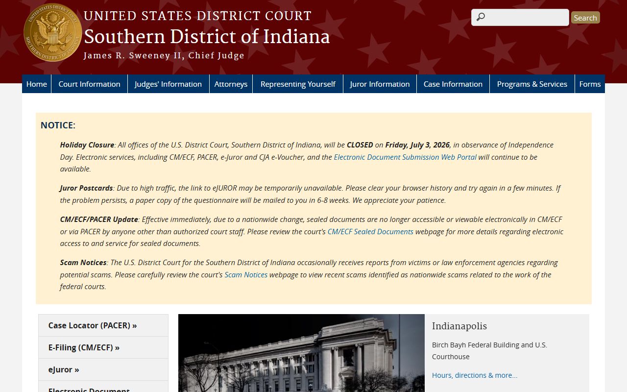 Fountain County Circuit Court records U.S. District Court Southern District of Indiana